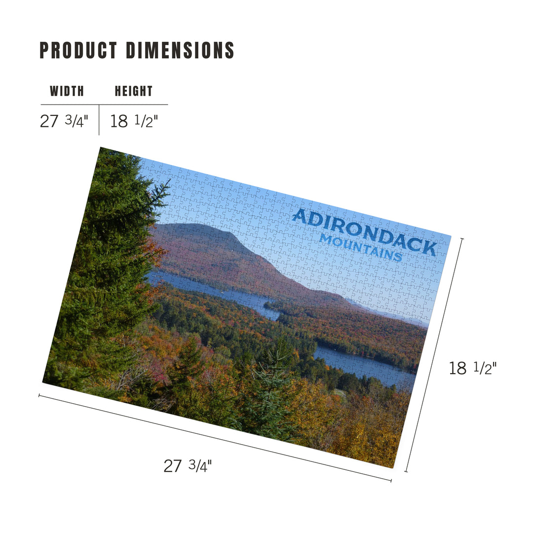 Adirondack Mountains, New York, Forrest and lake in Fall Autumn, Photography, Jigsaw Puzzle Puzzle Lantern Press 