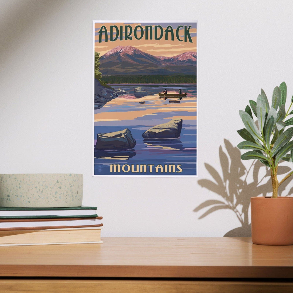 Adirondack Mountains, New York, Lake and Mountain View, Art & Giclee Prints Art Lantern Press 