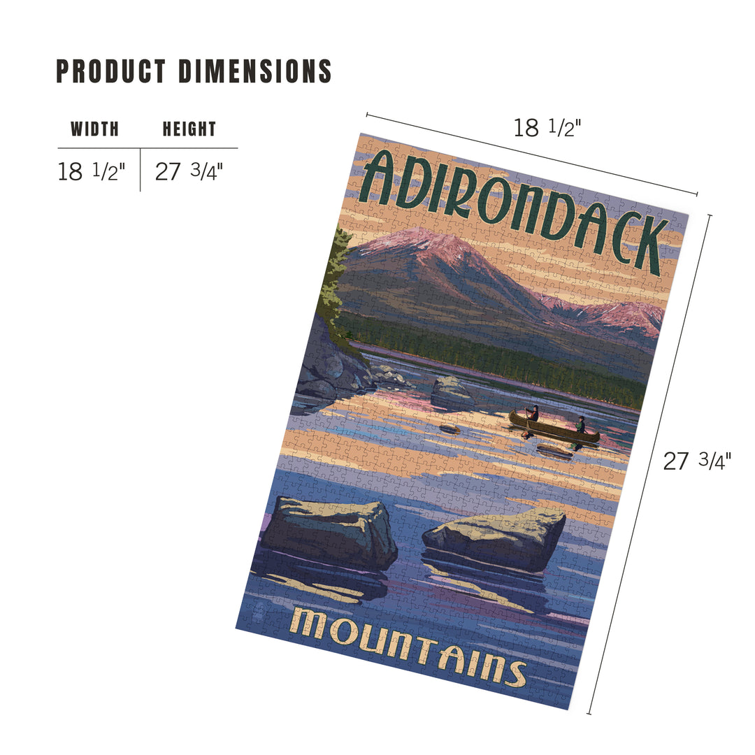 Adirondack Mountains, New York, Lake and Mountain View, Jigsaw Puzzle Puzzle Lantern Press 