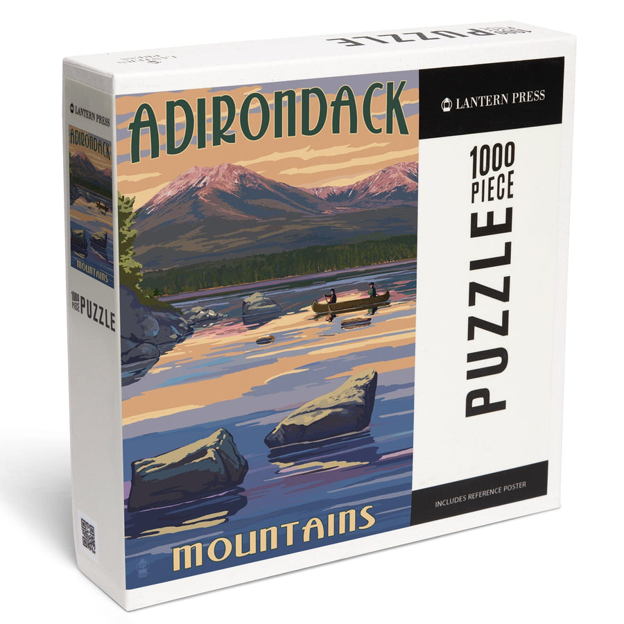 Adirondack Mountains, New York, Lake and Mountain View, Jigsaw Puzzle Puzzle Lantern Press 