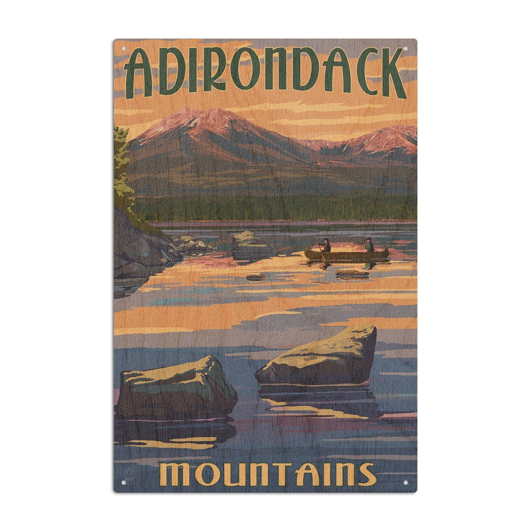 Adirondack Mountains, New York, Lake and Mountain View, Lantern Press Artwork, Wood Signs and Postcards Wood Lantern Press 10 x 15 Wood Sign 