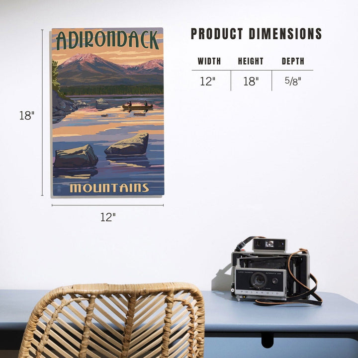 Adirondack Mountains, New York, Lake and Mountain View, Lantern Press Artwork, Wood Signs and Postcards Wood Lantern Press 