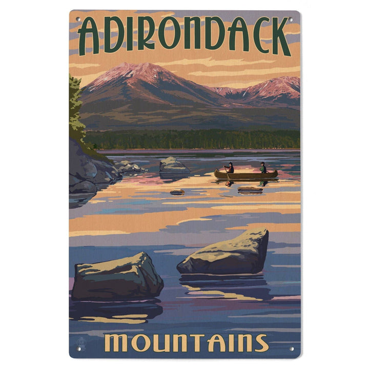 Adirondack Mountains, New York, Lake and Mountain View, Lantern Press Artwork, Wood Signs and Postcards Wood Lantern Press 