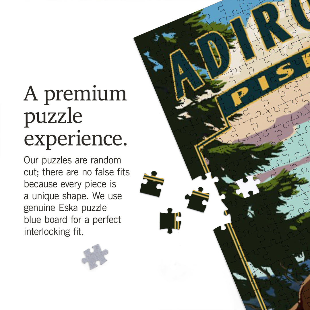 Adirondack Mountains, New York, Piseco Lake Adirondack Chair, Jigsaw Puzzle Puzzle Lantern Press 