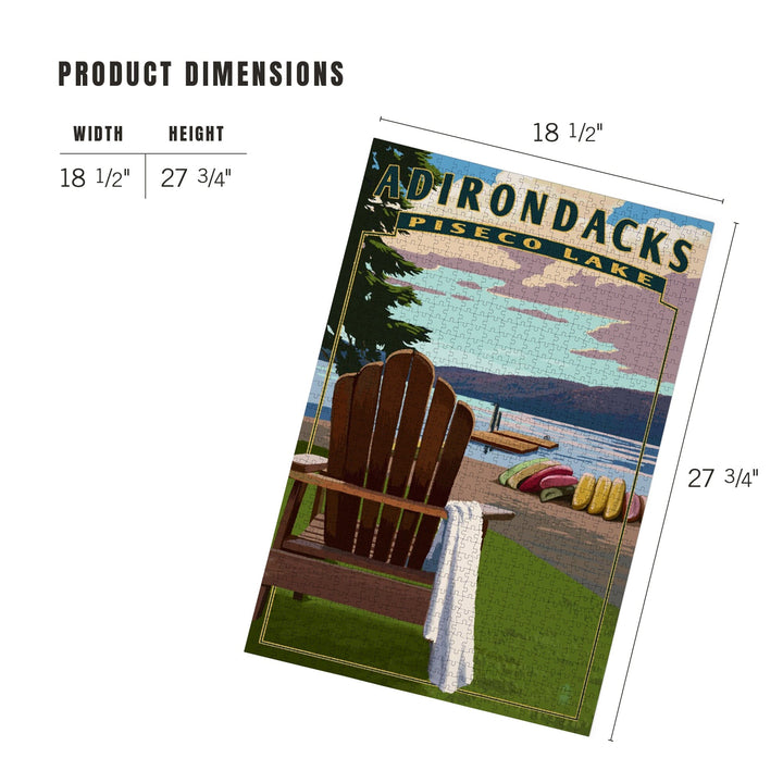 Adirondack Mountains, New York, Piseco Lake Adirondack Chair, Jigsaw Puzzle Puzzle Lantern Press 