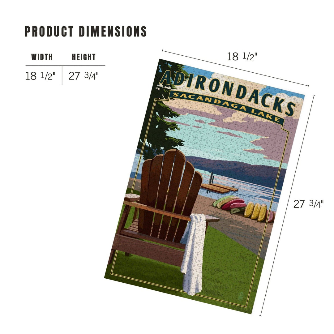 Adirondack Mountains, New York, Sacandaga Lake Adirondack Chair, Jigsaw Puzzle Puzzle Lantern Press 