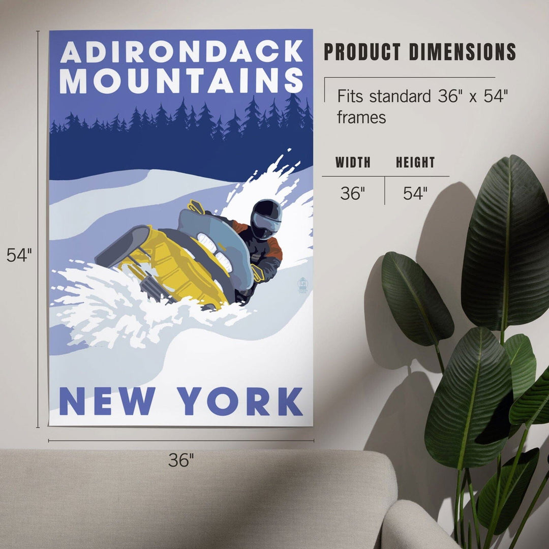 Adirondack Mountains, New York, Snowmobile Scene, Art & Giclee Prints Art Lantern Press 