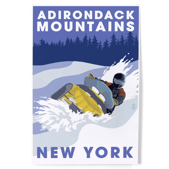 Adirondack Mountains, New York, Snowmobile Scene, Art & Giclee Prints Art Lantern Press 