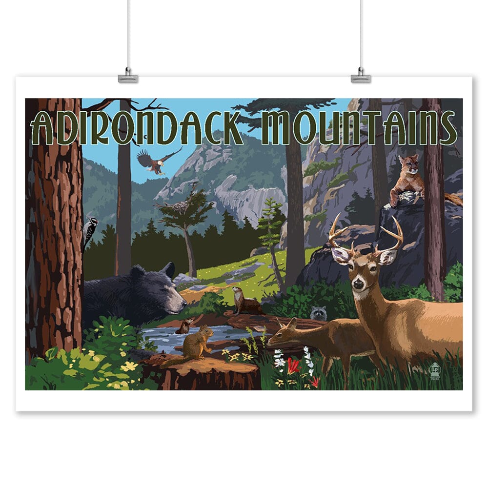 Adirondack Mountains, New York, Wildlife Utopia, Lantern Press Artwork, Art Prints and Metal Signs Art Lantern Press 12 x 18 Art Print 