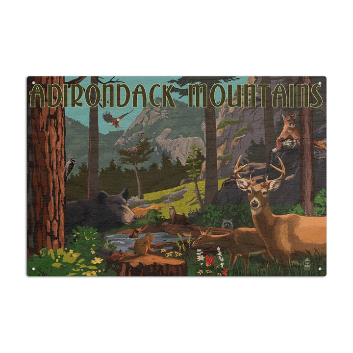 Adirondack Mountains, New York, Wildlife Utopia, Lantern Press Artwork, Wood Signs and Postcards Wood Lantern Press 10 x 15 Wood Sign 