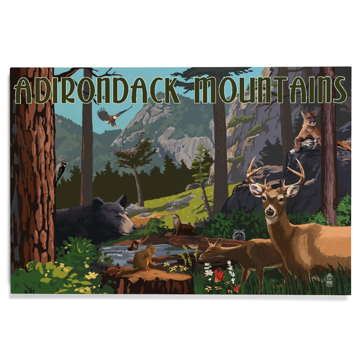 Adirondack Mountains, New York, Wildlife Utopia, Lantern Press Artwork, Wood Signs and Postcards Wood Lantern Press 