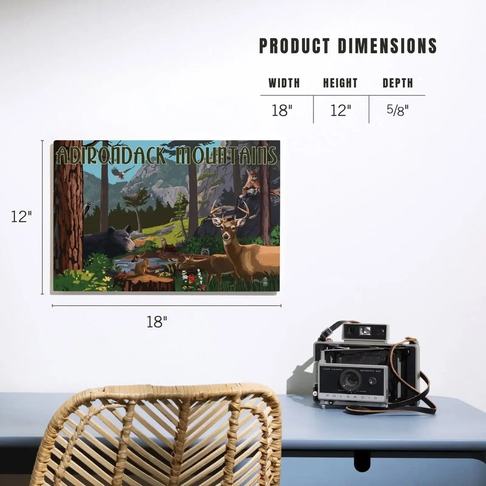 Adirondack Mountains, New York, Wildlife Utopia, Lantern Press Artwork, Wood Signs and Postcards Wood Lantern Press 