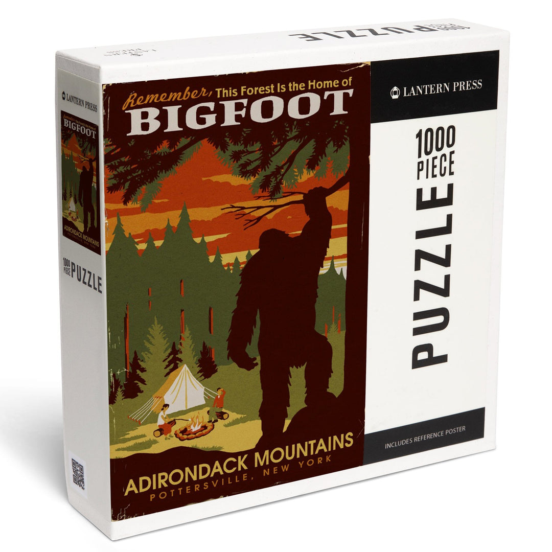 Adirondack Mountains, Pottersville, NY, Home of Bigfoot, WPA Style, Jigsaw Puzzle Puzzle Lantern Press 