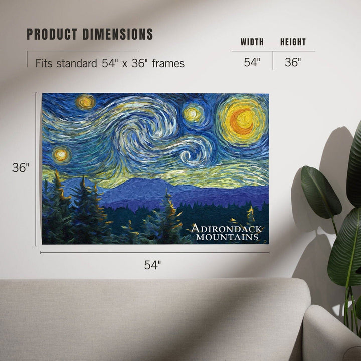 Adirondack Mountains, Starry Night, Art & Giclee Prints Art Lantern Press 