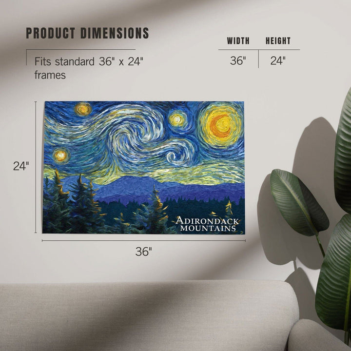 Adirondack Mountains, Starry Night, Art & Giclee Prints Art Lantern Press 