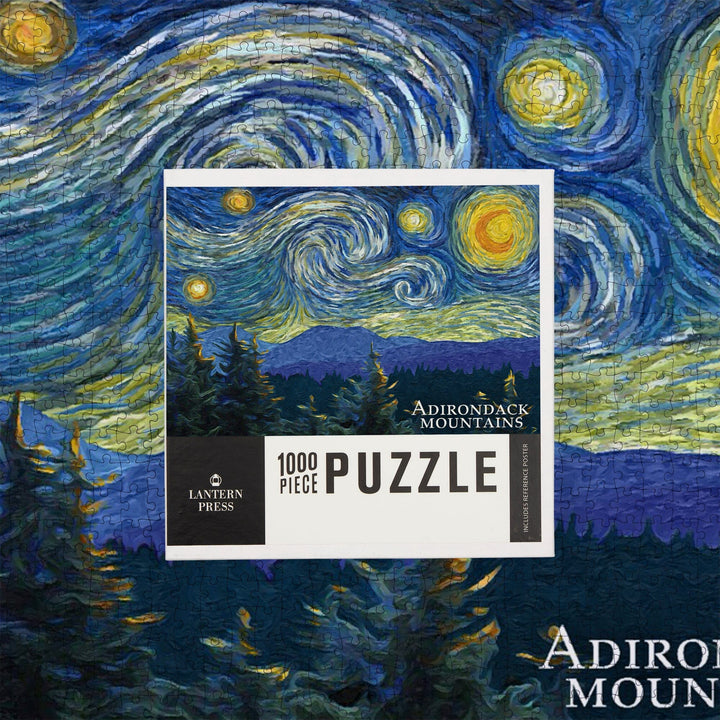 Adirondack Mountains, Starry Night, Jigsaw Puzzle Puzzle Lantern Press 
