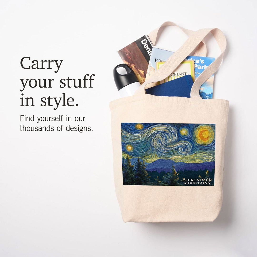 Adirondack Mountains, Starry Night, Lantern Press Artwork, Tote Bag Totes Lantern Press 