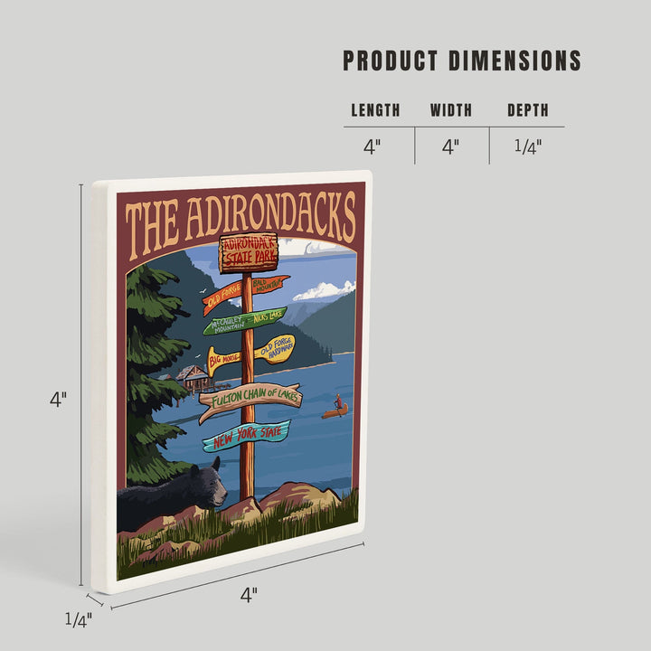 Adirondack Park, New York, The Adirondacks, Destinations Sign, Coasters Coasters Lantern Press 