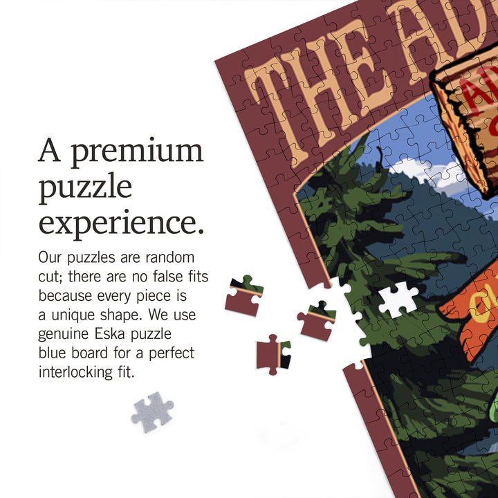 Adirondack Park, New York, The Adirondacks, Destinations Sign, Jigsaw Puzzle Puzzle Lantern Press 