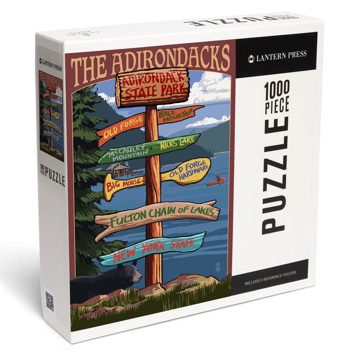 Adirondack Park, New York, The Adirondacks, Destinations Sign, Jigsaw Puzzle Puzzle Lantern Press 