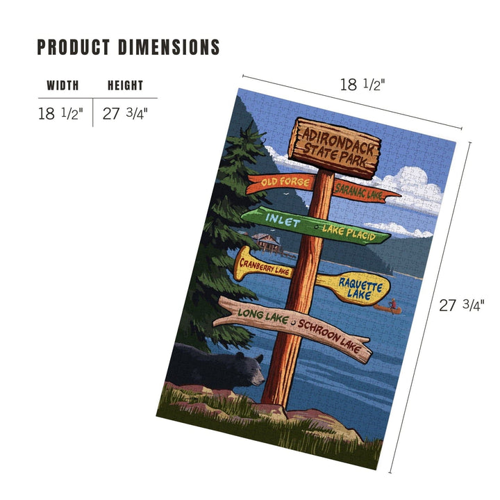 Adirondack State Park, New York, Destination Signpost, Jigsaw Puzzle Puzzle Lantern Press 