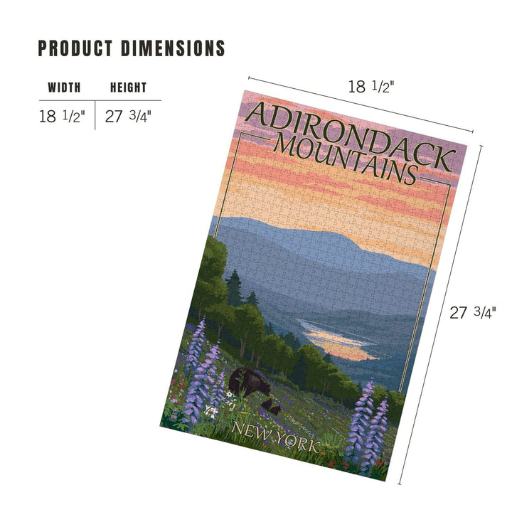 Adirondacks Mountains, New York State, Bears and Spring Flowers, Jigsaw Puzzle Puzzle Lantern Press 