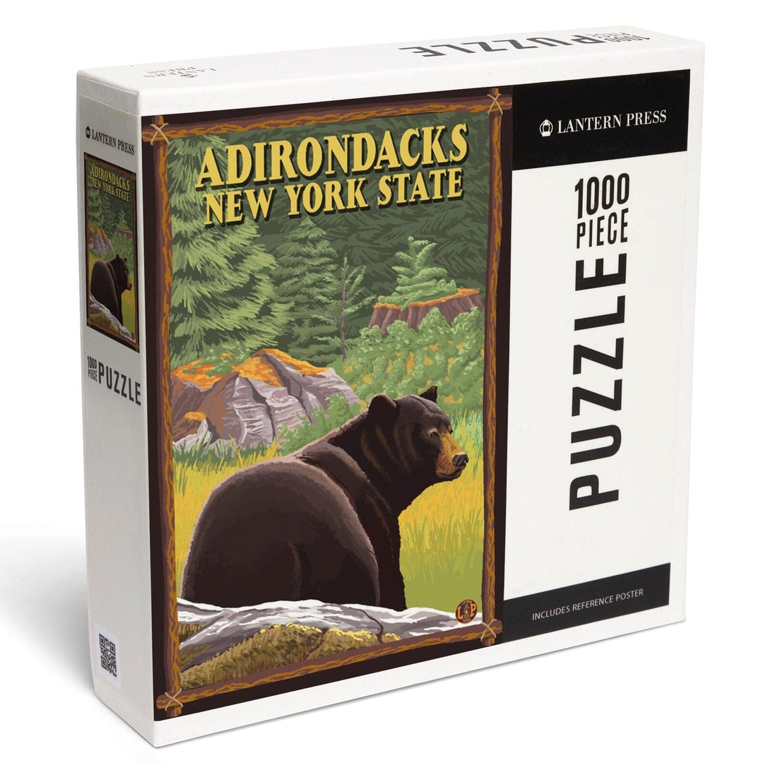 Adirondacks, New York, Black Bear in Forest, Jigsaw Puzzle Puzzle Lantern Press 