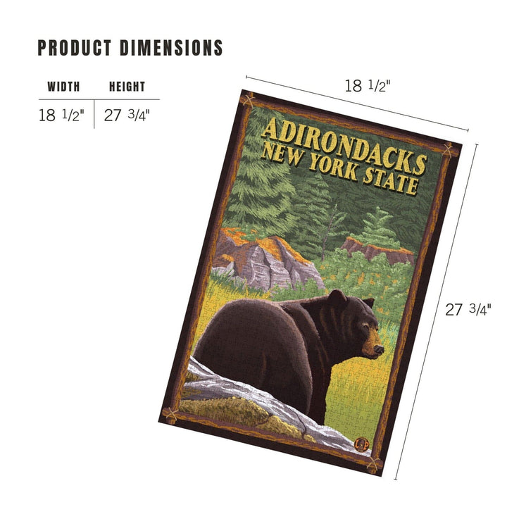 Adirondacks, New York, Black Bear in Forest, Jigsaw Puzzle Puzzle Lantern Press 