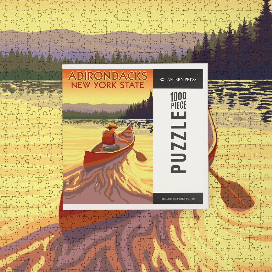 Adirondacks, New York, Canoe Scene, Jigsaw Puzzle Puzzle Lantern Press 