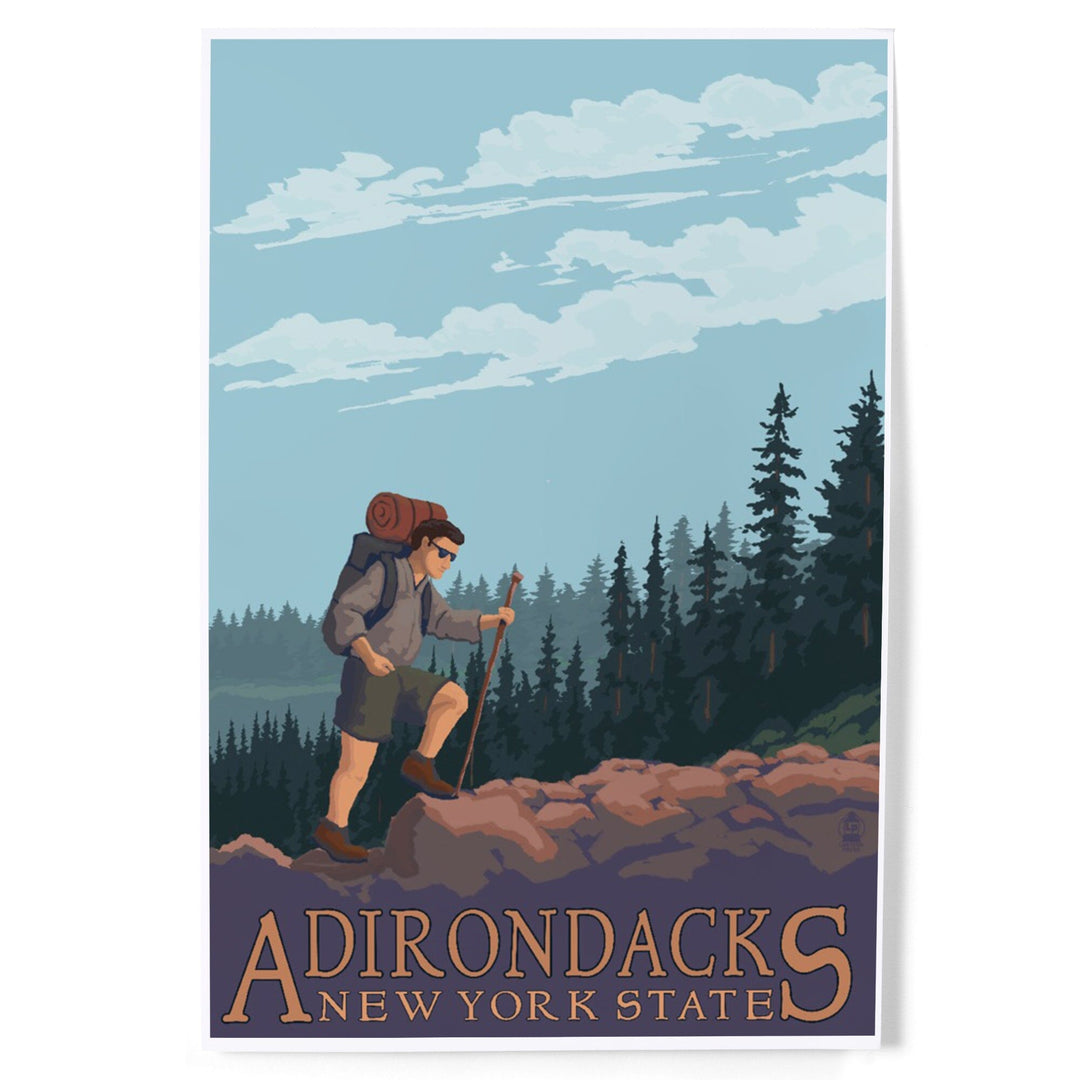 Adirondacks, New York, Hiker on Mountain, Art & Giclee Prints Art Lantern Press 