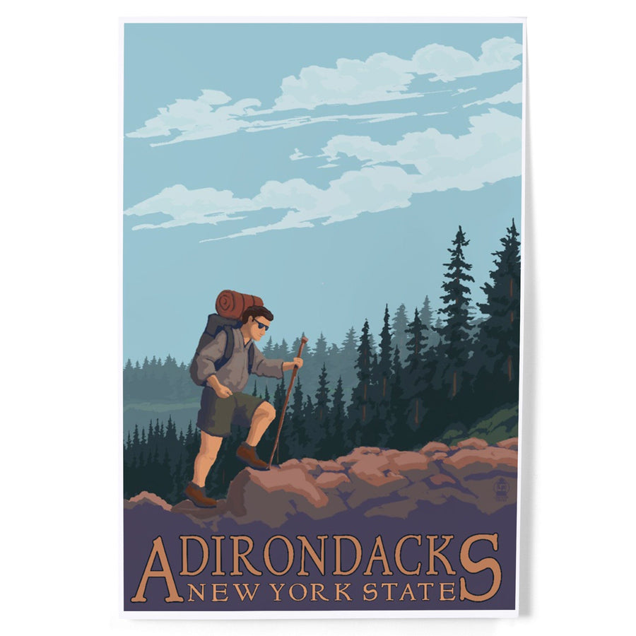 Adirondacks, New York, Hiker on Mountain, Art & Giclee Prints Art Lantern Press 