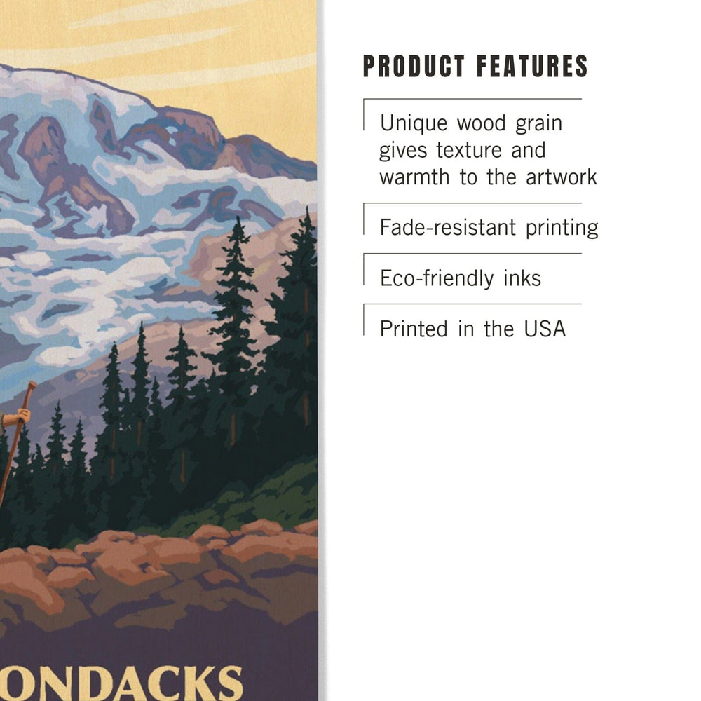 Adirondacks, New York, Hikers & Mountain, Lantern Press Artwork, Wood Signs and Postcards Wood Lantern Press 