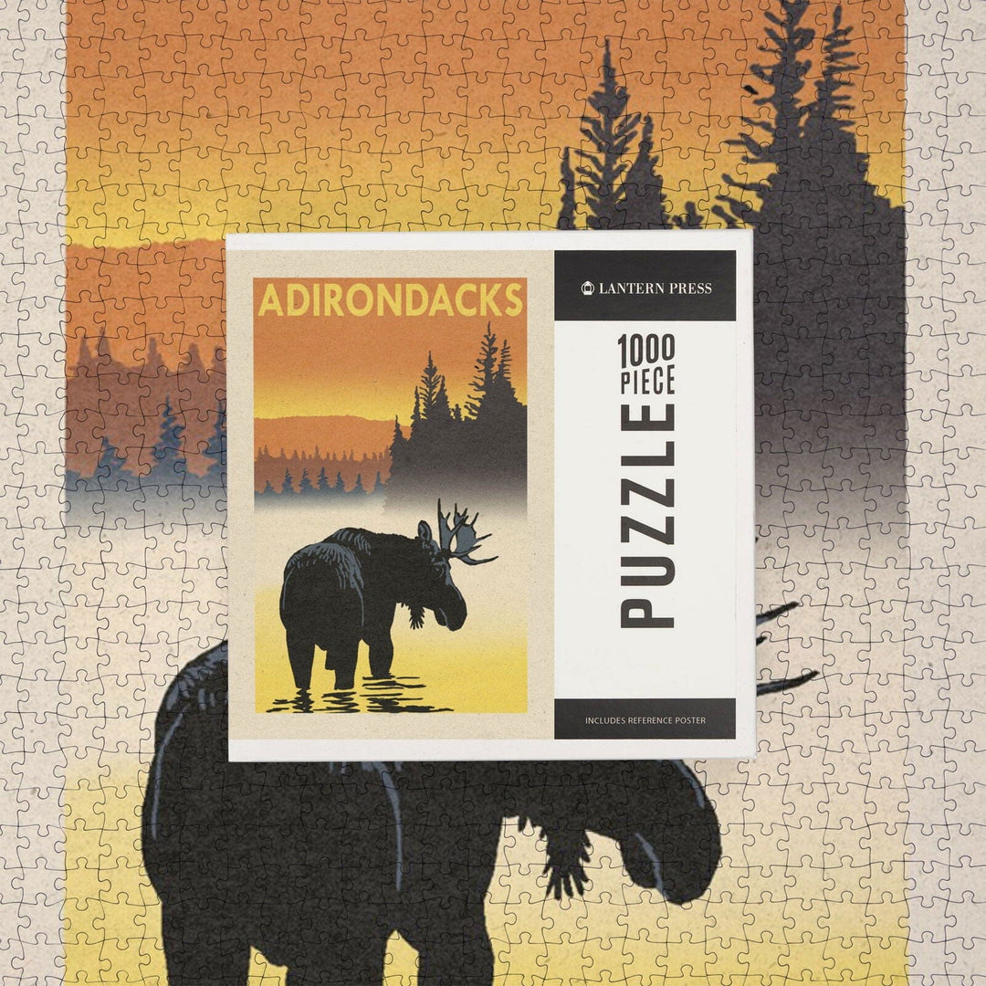 Adirondacks, New York, Moose at Dawn, Jigsaw Puzzle Puzzle Lantern Press 