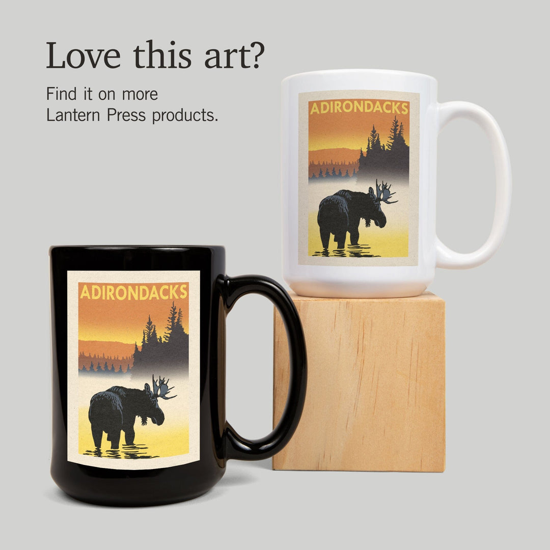 Adirondacks, New York, Moose at Dawn, Lantern Press Artwork, Ceramic Mug Mugs Lantern Press 