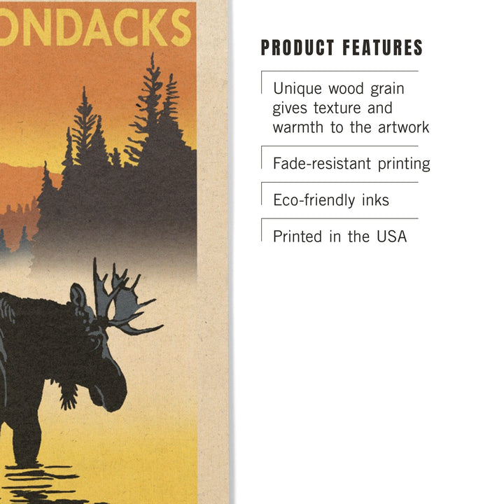 Adirondacks, New York, Moose at Dawn, Lantern Press Artwork, Wood Signs and Postcards Wood Lantern Press 