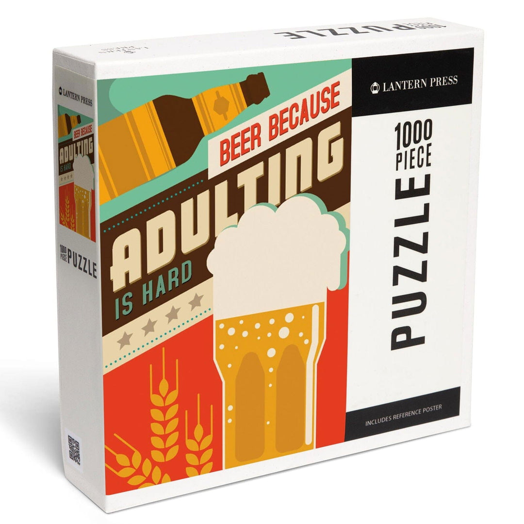 Adulting is Hard, Beer Sentiment, Vector, Jigsaw Puzzle Puzzle Lantern Press 