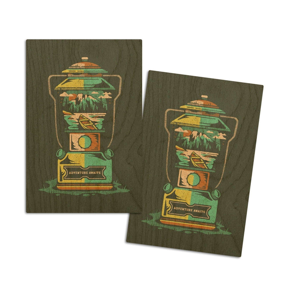 Adventure Awaits, Lantern, Distressed Vector, Lantern Press Artwork, Wood Signs and Postcards Wood Lantern Press 