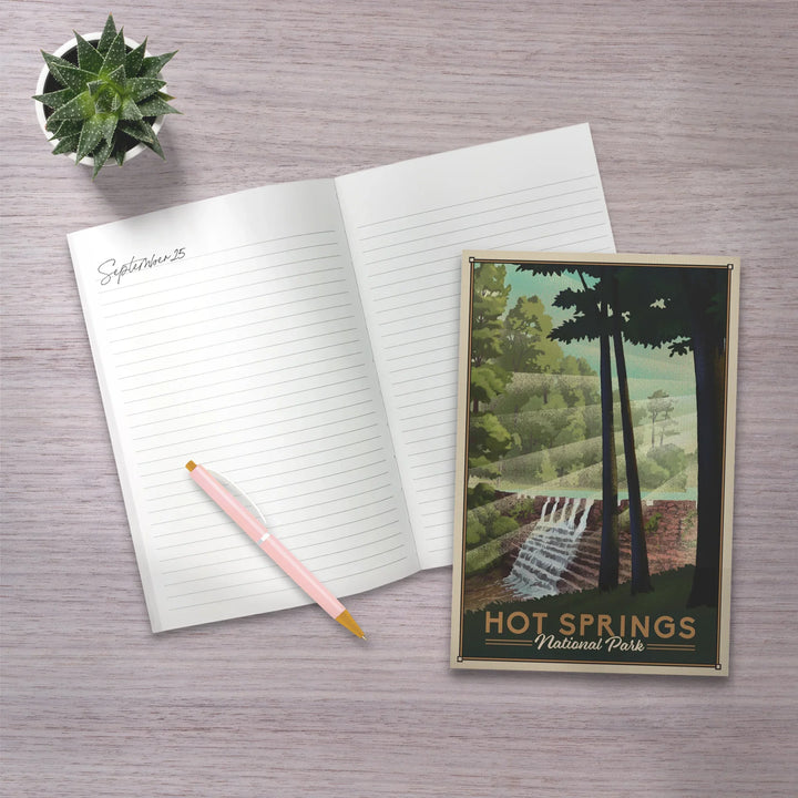 Lined 6x9 Journal, Hot Springs National Park, Lithograph, Lay Flat, 193 Pages, FSC paper