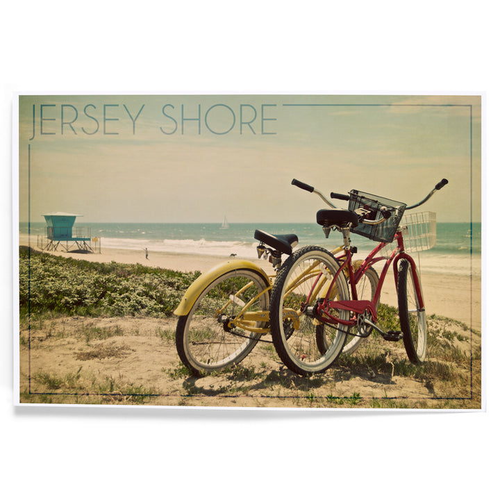 Jersey Shore, Bicycles and Beach Scene, Art & Giclee Prints