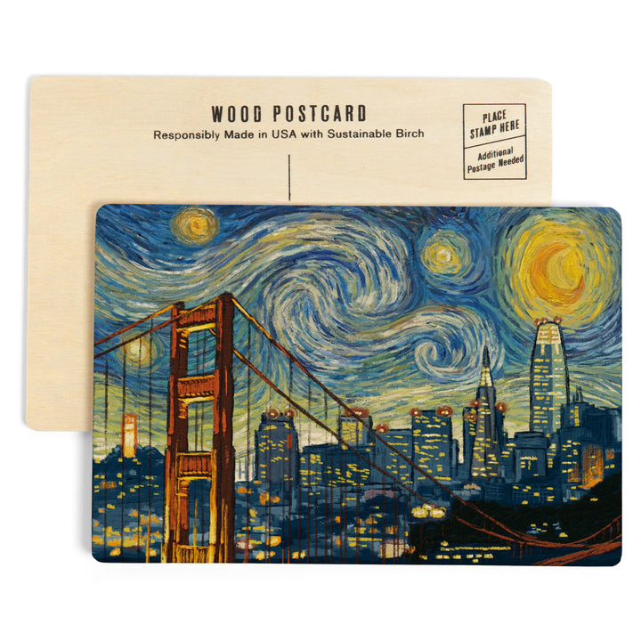 San Francisco, California, Starry Night City, Wood Sign and Postcards