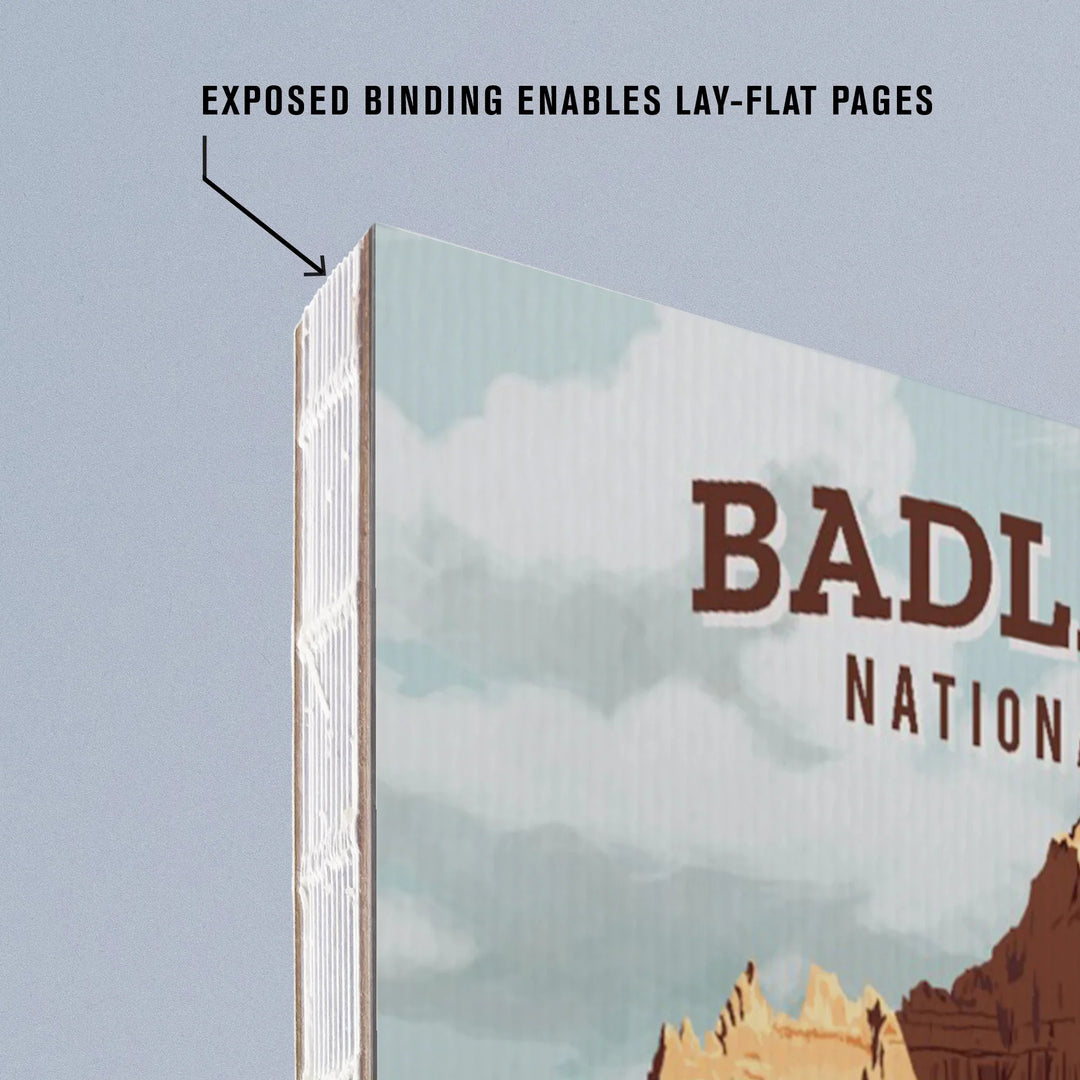 Lined 6x9 Journal, Badlands National Park, South Dakota, Painterly National Park Series, Lay Flat, 193 Pages, FSC paper