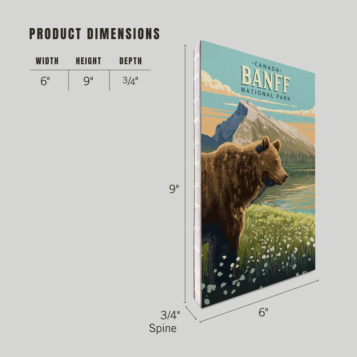 Lined 6x9 Journal, Banff National Park, Canada, Mount Rundle and Bear, Painterly, Lay Flat, 193 Pages, FSC paper