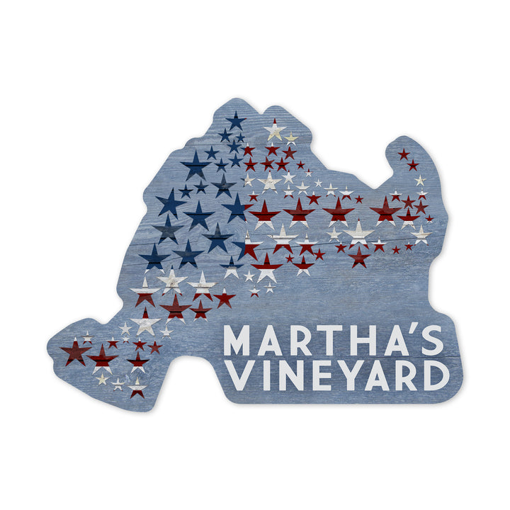 Martha's Vineyard, Massachusetts, Distressed Flag, Contour, Vinyl Sticker
