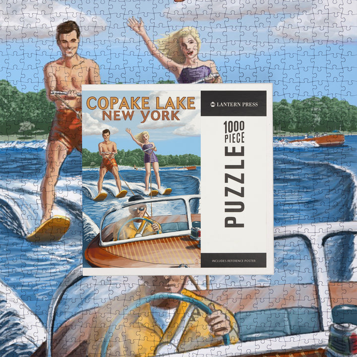 Copake Lake, New York, Painterly, Wake Ski, Jigsaw Puzzle