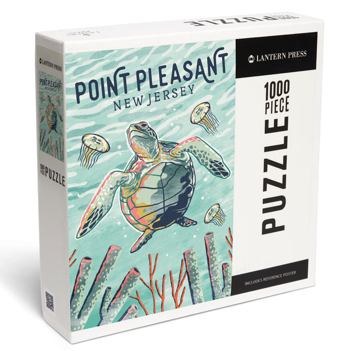 Point Pleasant Beach, New Jersey, Graphic Pastel, Sea Turtle, Jigsaw Puzzle