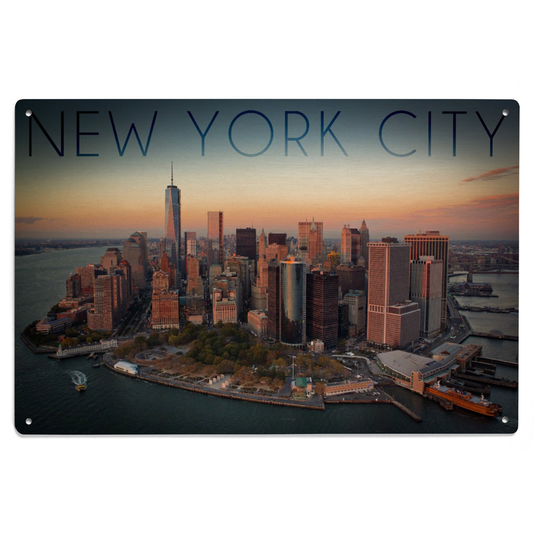 New York City, New York, Aerial Skyline, Lantern Press Photography, Wood Signs and Postcards