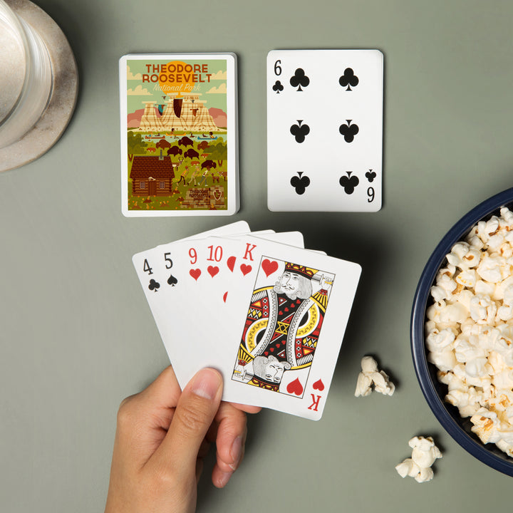 Playing Cards, Theodore Roosevelt National Park, North Dakota, Geometric National Park Series, 52 Card Deck with Jokers in Box, Unique Art