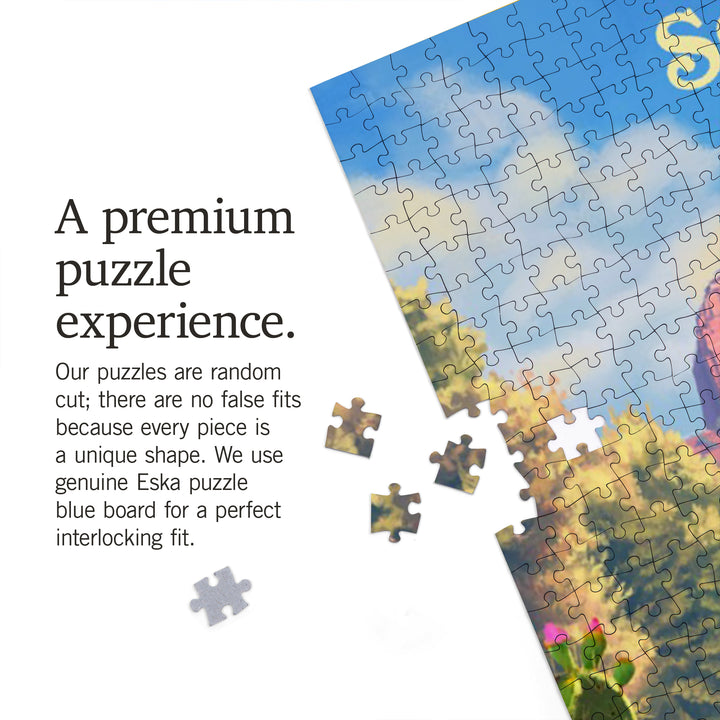 Sedona, Arizona, Oil Painting, Quail with Prickly Pear, 1000 Piece Jigsaw Puzzle