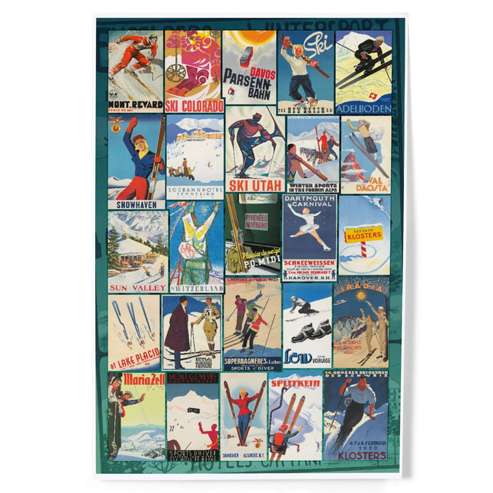 Vintage Ski Collage, Art & Giclee Prints