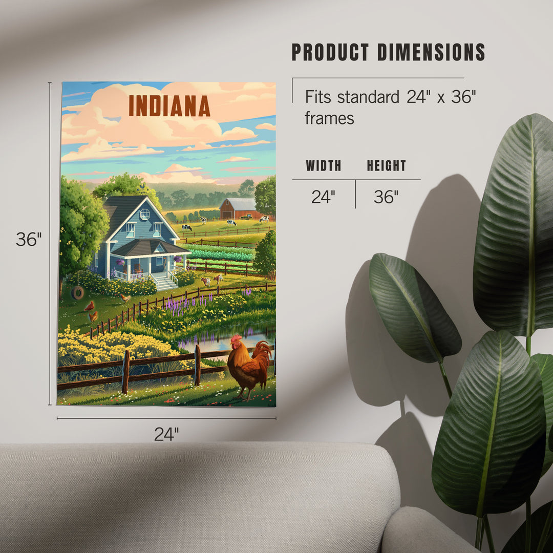 Indiana, Lithograph, Farm Life, Art & Giclee Prints